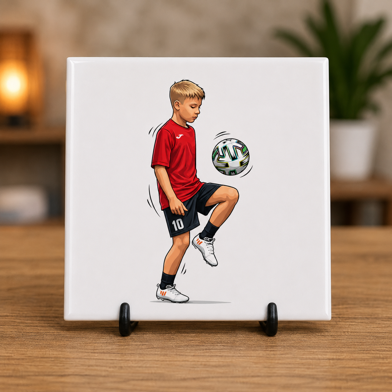 Collectiefoto voorbeeld sportfoto ontwerp op een tegeltje